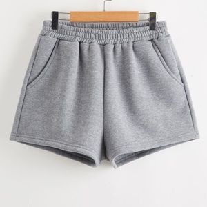 SHEIN EZwear Solid Elastic Waist Shorts in grey size medium.